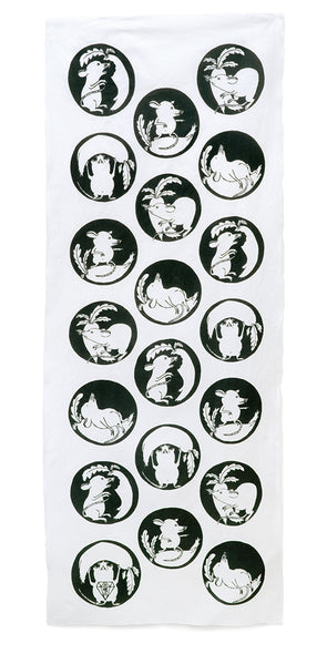 Rat and Daikon Tenugui- NEW!- Favorite Historical Pots #2