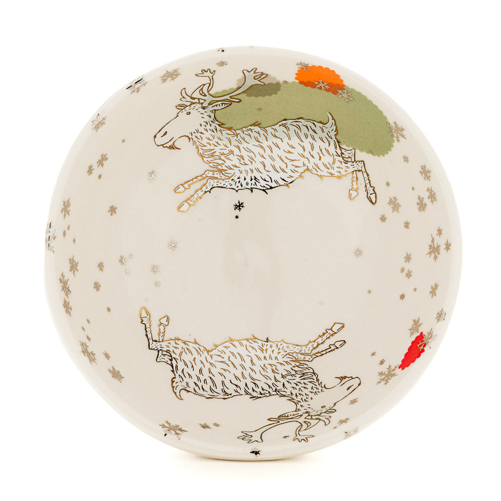 Reindeer in Snow Bowl (b-1021)