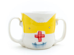 Double Handled Yellow Masked Cup (c-2980)  7 fl oz