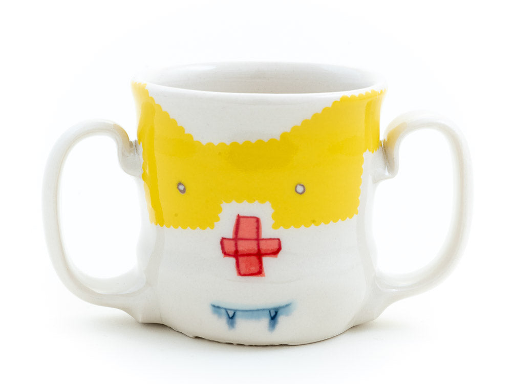 Double Handled Yellow Masked Cup (c-2980)  7 fl oz