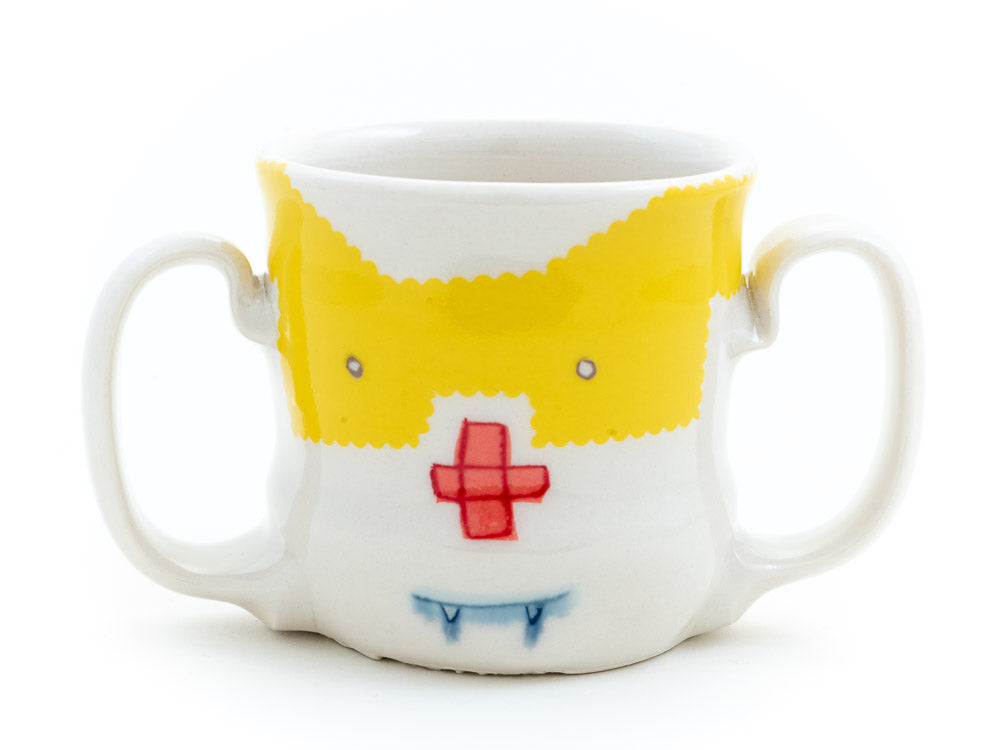 Double Handled Yellow Masked Cup (c-2980)  7 fl oz