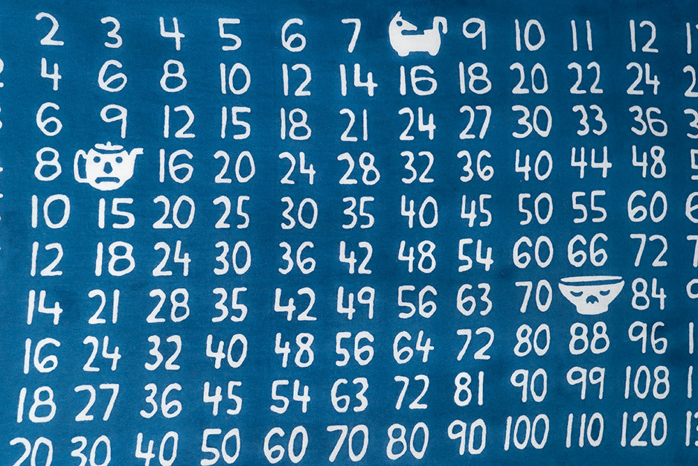 Blue Multiplication Table Tenugui – Ayumi Horie