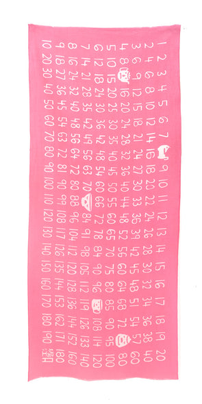 Pink Multiplication Table Tenugui
