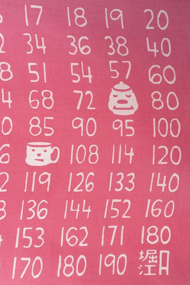 Pink Multiplication Table Tenugui